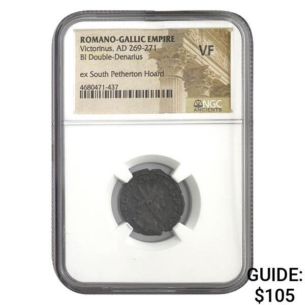 Romano Gallic Vicrorinus, AD 269-271 BI DBL Denarius