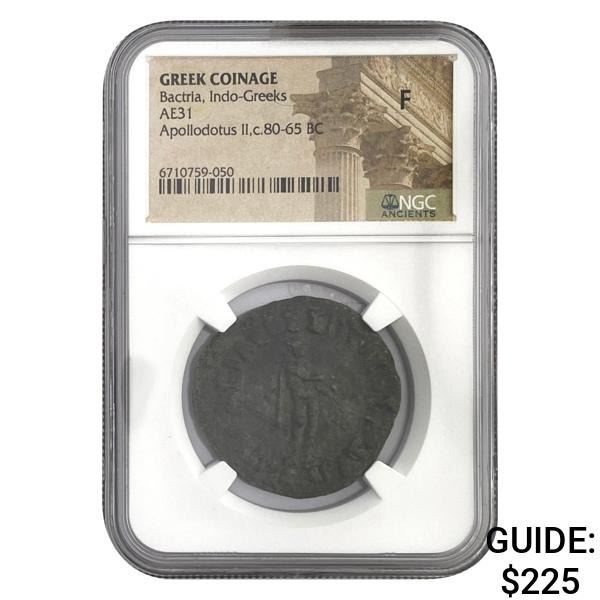 Greek Apollodotus II, 80-65 BC AE31