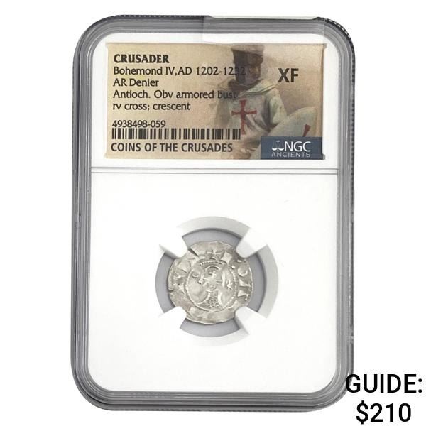 Crusader Bohemond IV, AD 1202-1232 Silver Denier