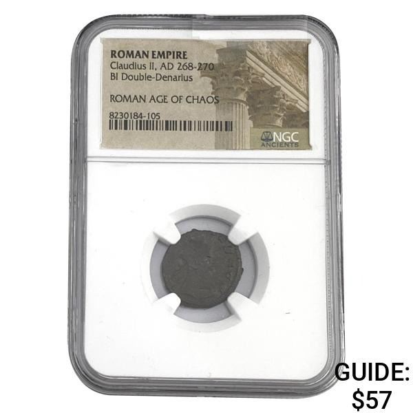 Roman Claudius II, AD 268-270 BI DBL Denarius