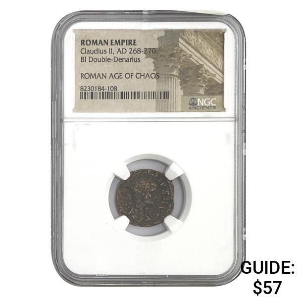 Roman Claudius II, AD 268-270 BI DBL Denarius