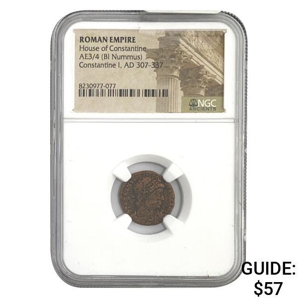 Roman Constantine I, AD 307-337 AE3 BI Nummus