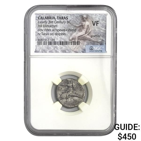 Calabria Taras, 3rd Century BC Silver Didrachm