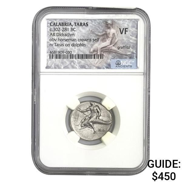 Calabria Taras, 302-281 BC Silver Didrachm