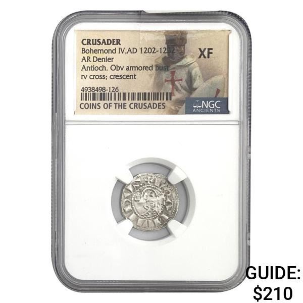 Crusader Bohemond IV, AD 1202-1232 Silver Denier