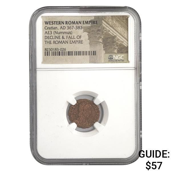 West Roman Gratian, AD 367-383 AE3 Nummus