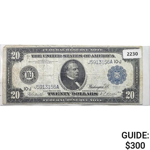 1914 $20 Federal Reserve Large Note - Kansas City