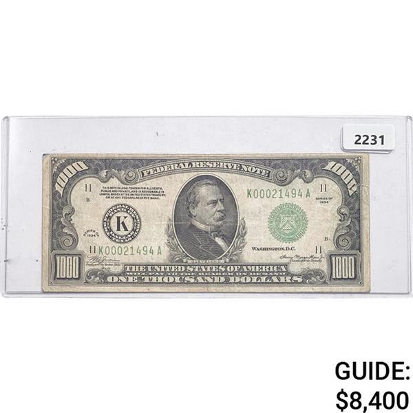 1934 $1000 Federal Reserve Note-Bank of Dallas