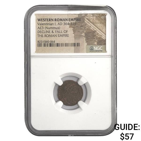 West Roman Valentinian I, AD 364-375 AE3 Nummus