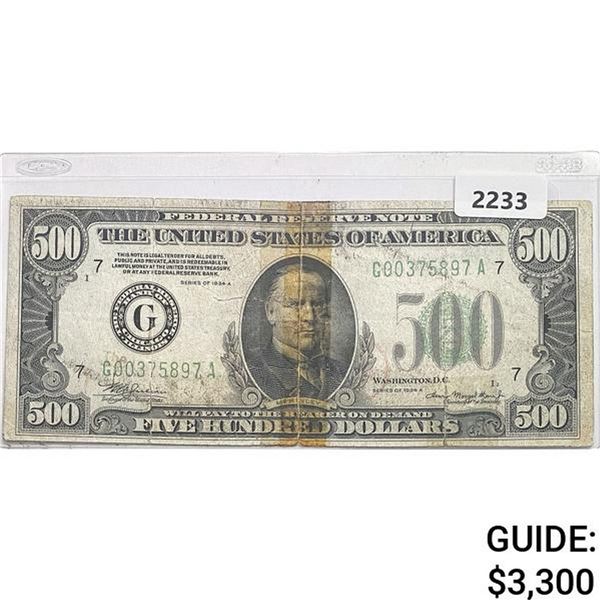 1934A $500 Federal Reserve Note - Bank of Chicago
