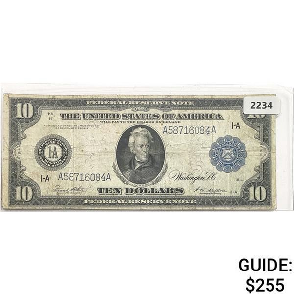 1914 $10 Federal Reserve Large Note-Bank of Boston