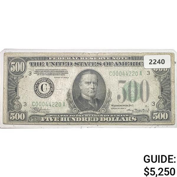 1934A $500 Federal Reserve Note - Philadelphia