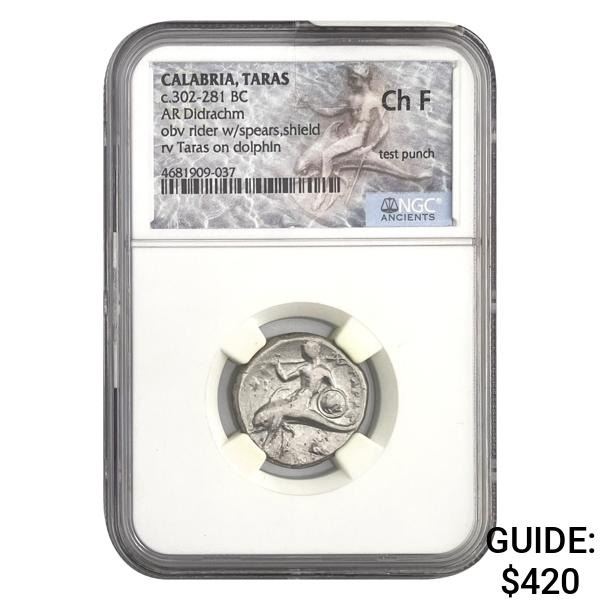 Calabria Taras, c.302-281 BC Silver Didrachm