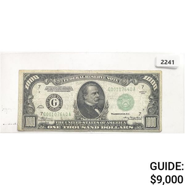 1934 $1000 Federal Reserve Note - Bank of Chicago