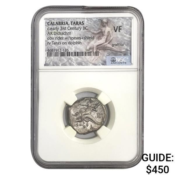 Calabria Taras, 3rd Century BC Silver Didrachm