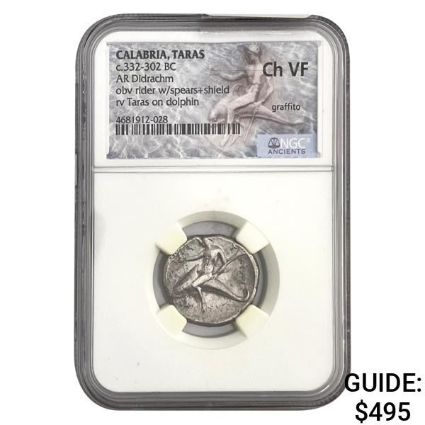 Calarbria Taras, c.332-302 BC Silver Didrachm