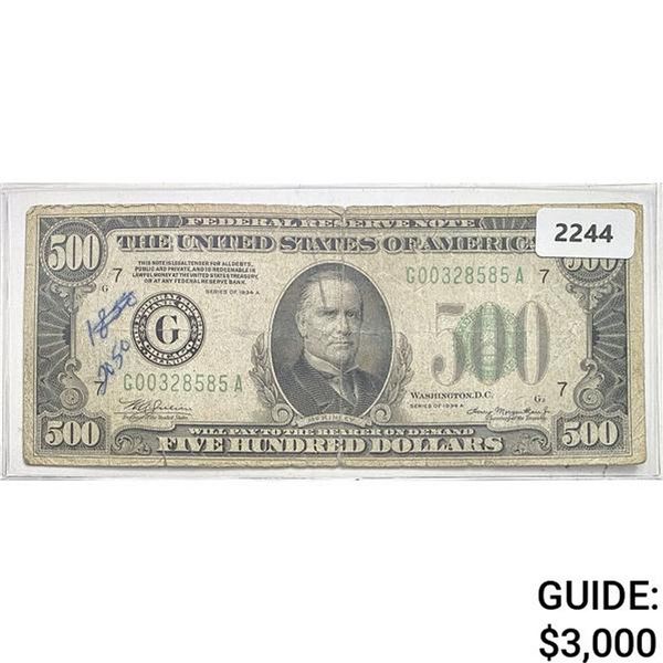 1934A $500 Federal Reserve Note - Bank of Chicago