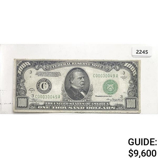 1934A $1000 Federal Reserve Note - Philadelphia