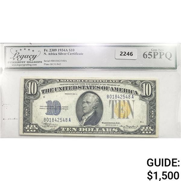 1934A $10 N. Africa Silver Certificate LCG 65 PPQ