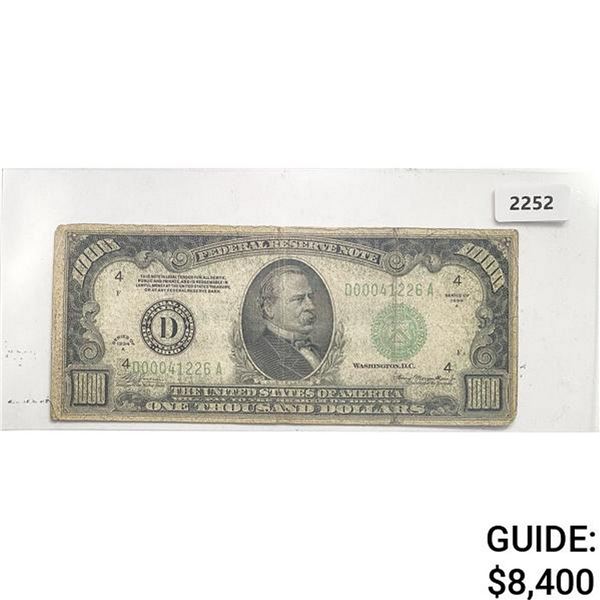 1934A $1000 Federal Reserve Note-Bank of Cleveland