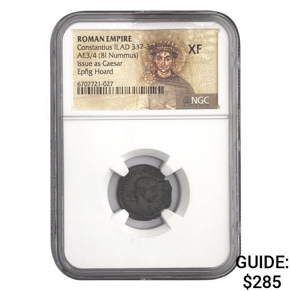 Roman Constantius II, AD 337-361 AE3/4 BI Nummus