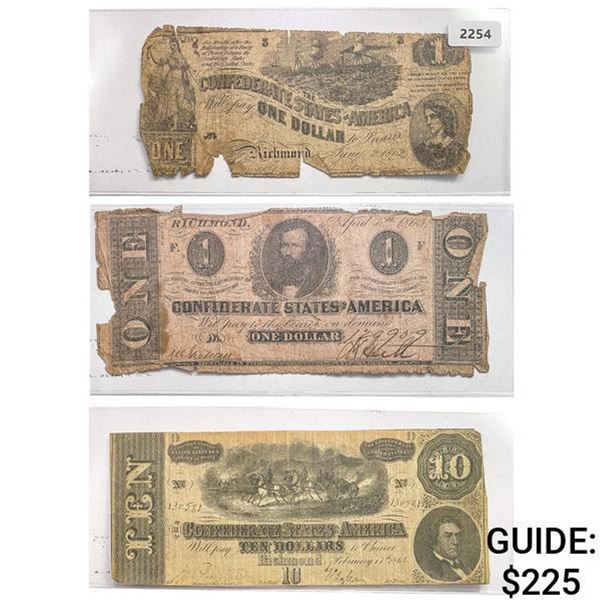 [3]1861-1865 $1/$10 Confederate States Notes
