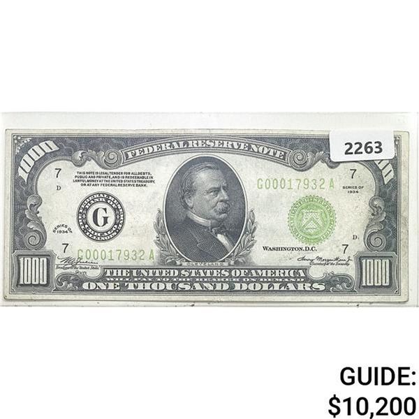 1934 $1000 Federal Reserve Note - Bank of Chicago