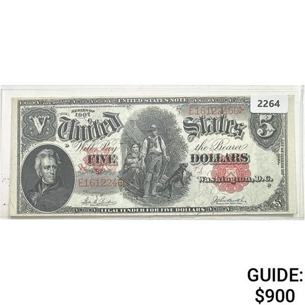1907 $5 Large Size Legal Tender Note - Woodchopper