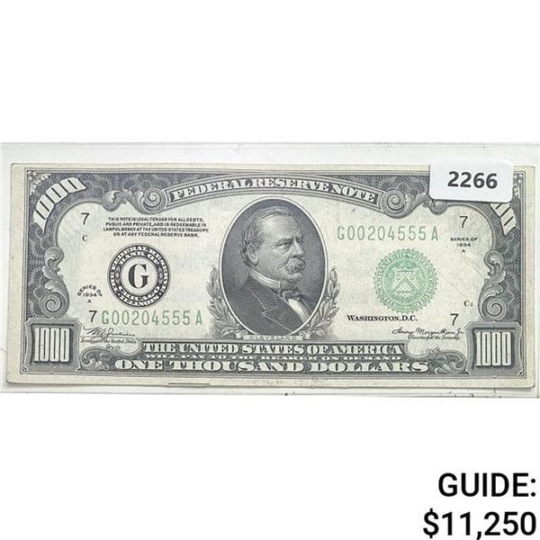 1934A $1000 Federal Reserve Note - Bank of Chicago