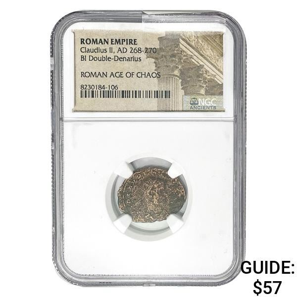 Roman Claudius II, AD 268-270 BI DBL Denarius