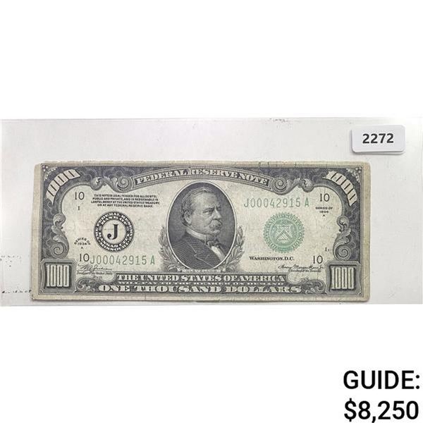 1934A $1000 Federal Reserve Note-Bank of Kansas City