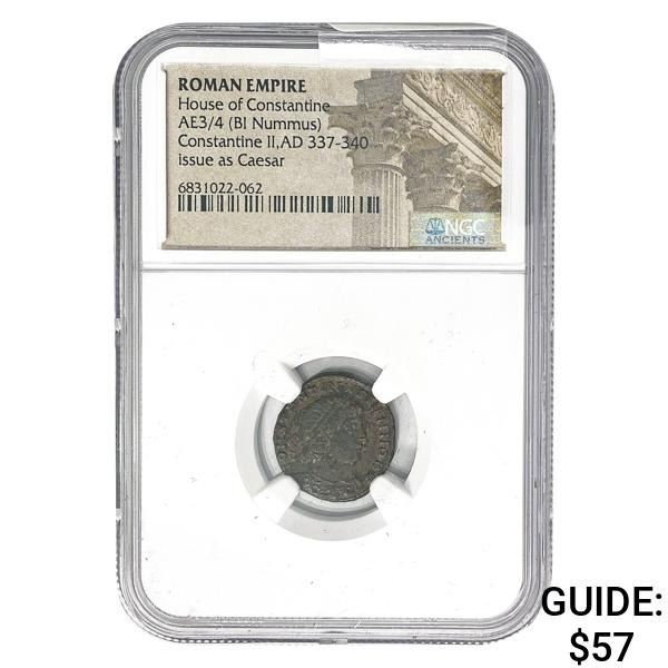 Roman Constantine II, AD 337-340 AE3/4 BI Nummus