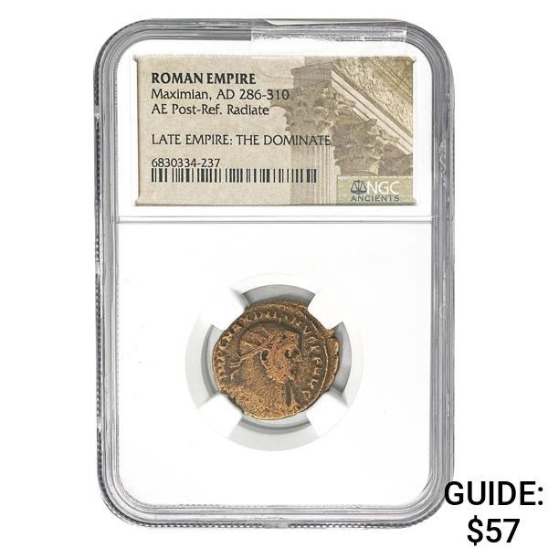 Roman Maximian, AD 286-310 AE Post-Ref. Radiate