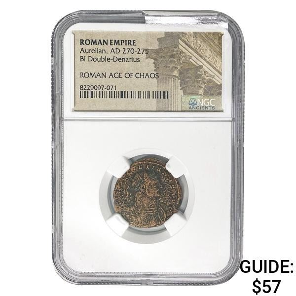 Roman Aurelian, AD 270-275 BI DBL Denarius