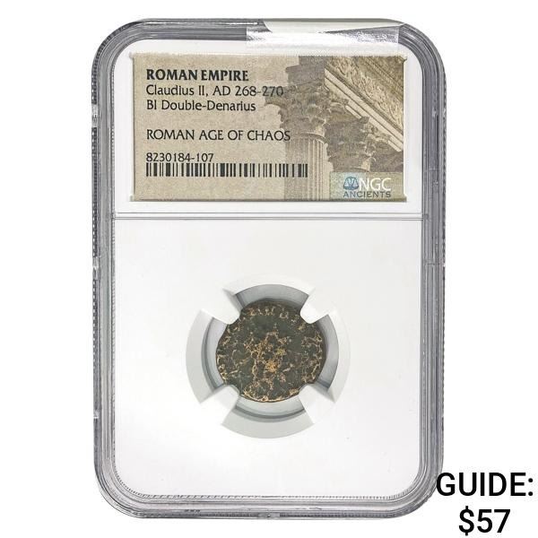 Roman Claudius II, AD 268-270 BI DBL Denarius