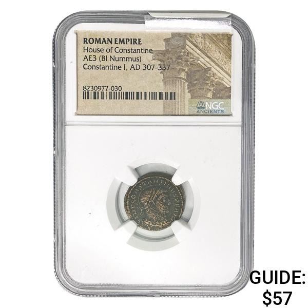Roman Constantine I, AD 307-337 AE3 BI Nummus