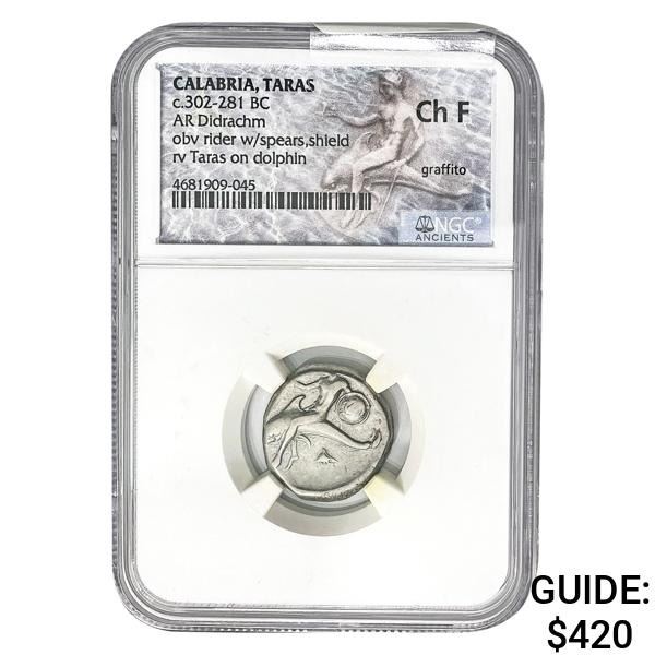 Calabria Taras, c.302-281 BC Silver Didrachm