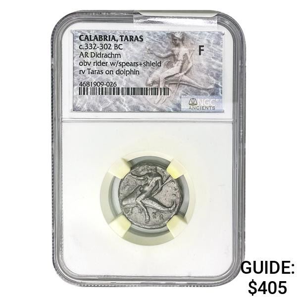 Calabria Taras, c.332-302 BC Silver Didrachm