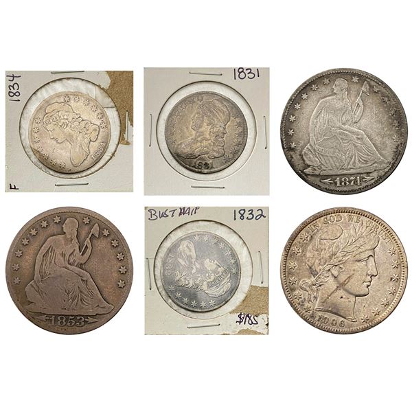 1831-1906 Varied Date US Half Dollars Lot [6 Coins] HIGH GRADE