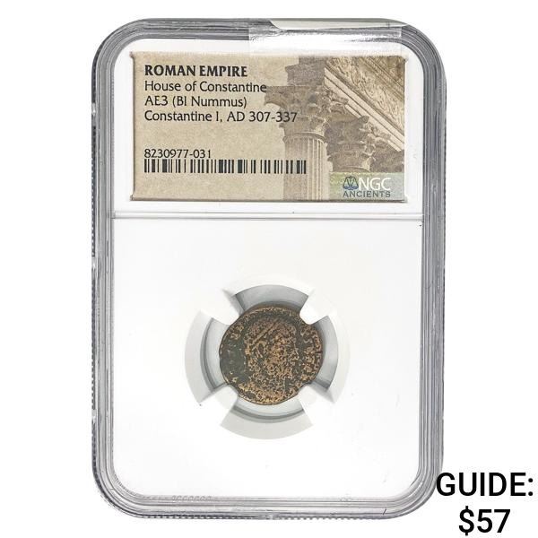 Roman Constantine I, AD 307-337 AE3 BI Nummus