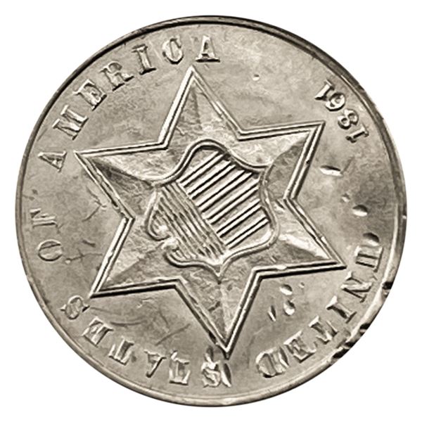 1861 Silver Three Cent HIGH GRADE