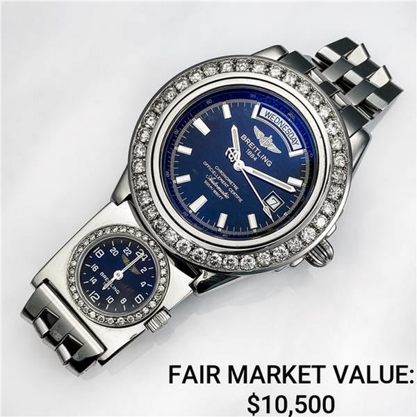 Breitling Automatic SS/Diamond Bezel w/ Black Dial