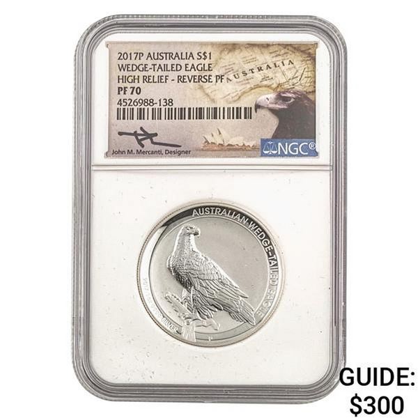 2017 Australia Silver $1 w/ box NGC PF70