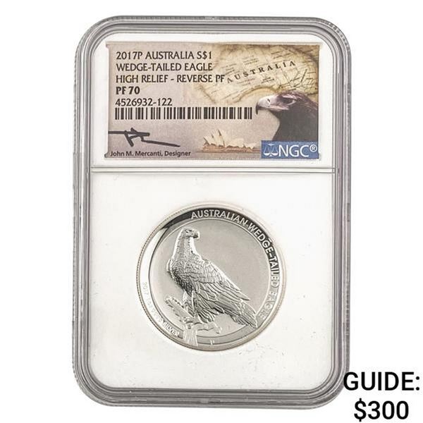 2017 Australia Silver $1 w/ box NGC PF70