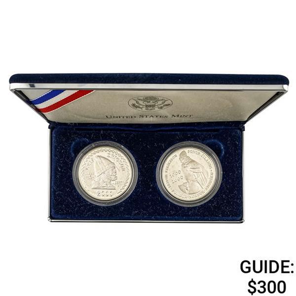 2000 Leif Ericson 2 Silver coin set w/ box