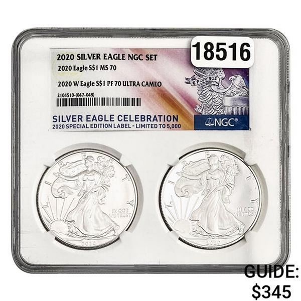 2020 Silver Eagle 2 Coin Set NGC PF70 ULTRA CAMEO