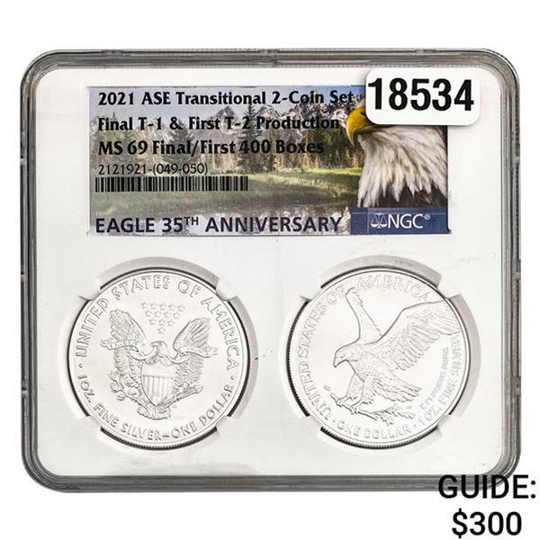 2021 Silver Eagle 2 Coin Set NGC MS69