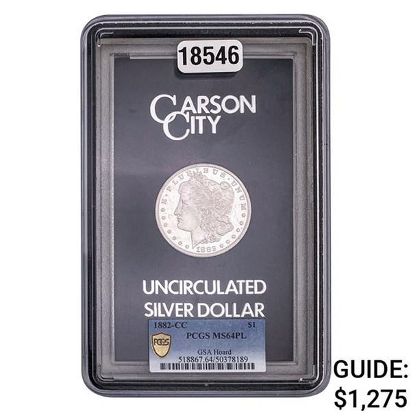 1882-CC Morgan Silver Dollar PCGS MS64 PL