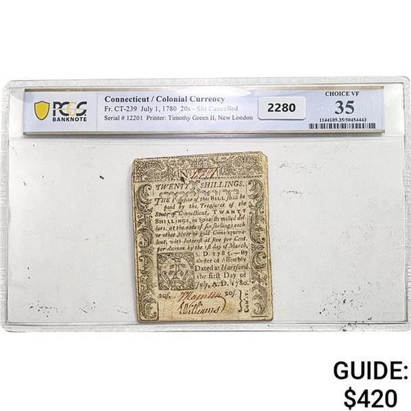 1780 20s Connecticut/Colonial Currency PCGS 35