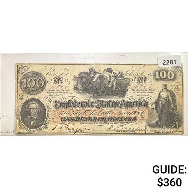 1862 $100 Confederate States of America Note